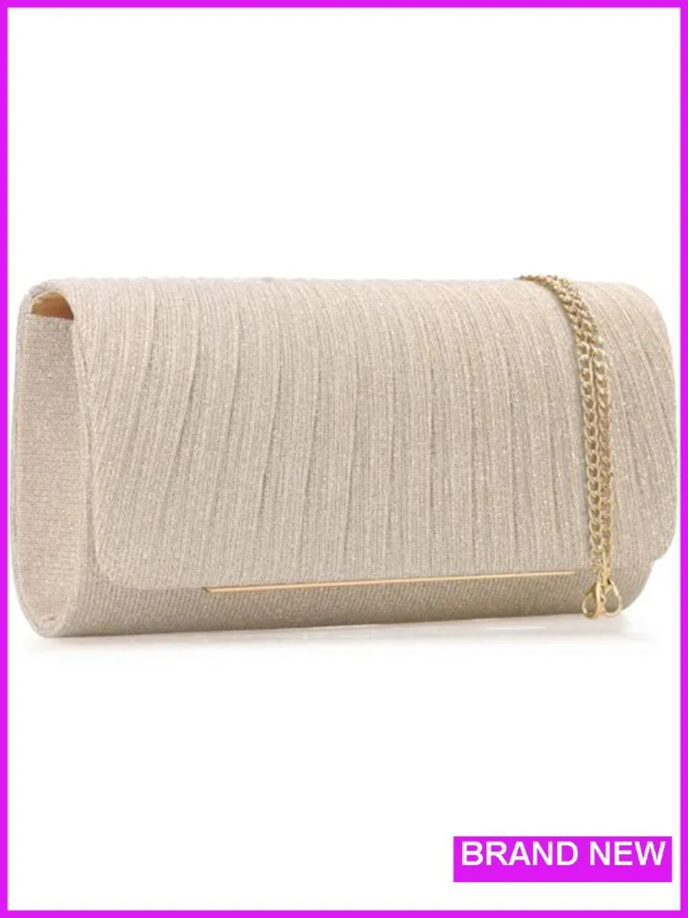 Women's Sparkling Evening Clutch Purse with Detachable Chain Strap, Glitter